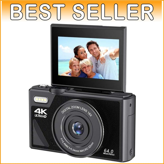 64MP 4K Digital Camera with 3'' Flip Screen & 16X Zoom - Perfect for Vlogging