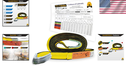Durable 2" x 30' Polyester Web Lifting Sling - 12800lbs for Heavy Cargo Handling