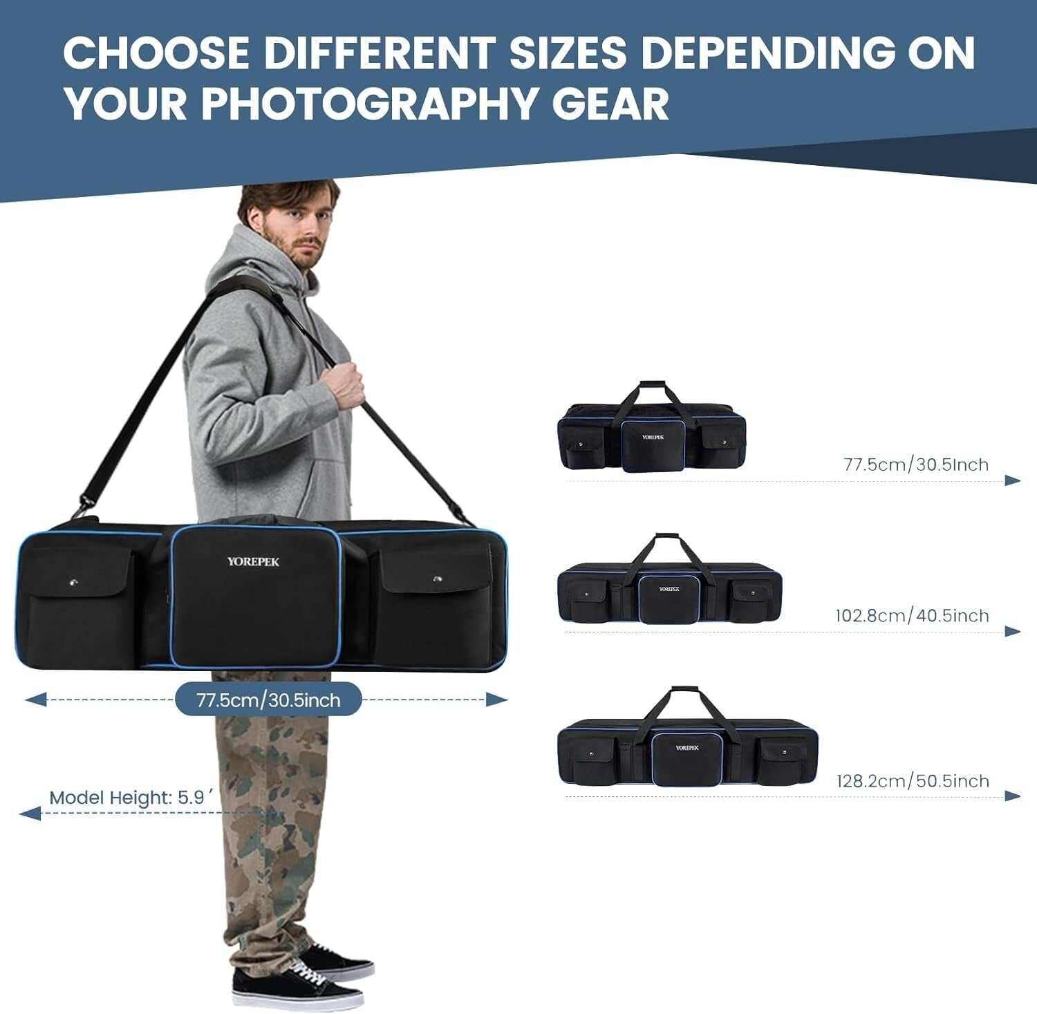 40.5" Tripod Carrying Case - Waterproof Light Stand Bag with Protective Pads