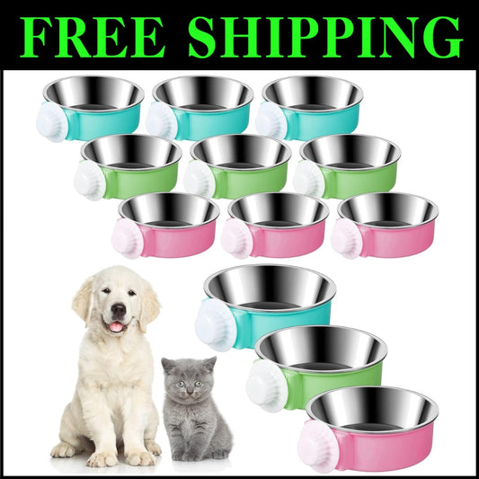 Vibrant 12 Pack Detachable Pet Bowls - Modern Hanging Feeders for Small Animals