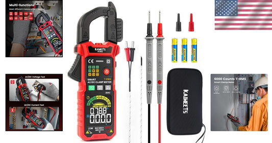 Battery-Powered Clamp Multimeter with Temperature Measurement & Safety Features