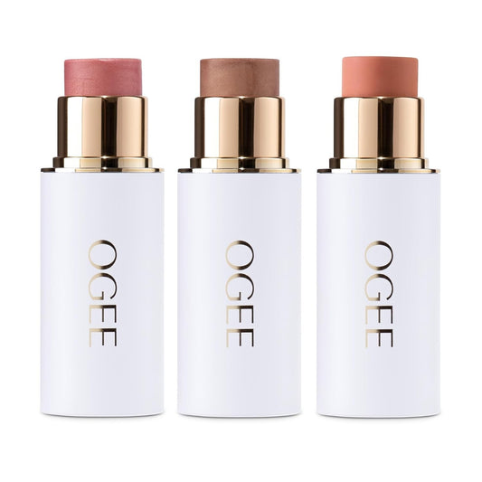 Certified Organic Bronzer, Blush, and Highlighter Sticks - Sheer Finish Trio