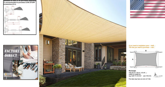 Customizable 10' x 20' Sun Shade Sail in Sand – Premium Outdoor Protection