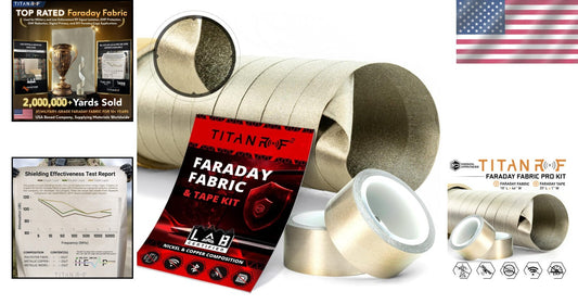 High-Shielding 6 Yards Faraday Fabric Pro Kit with 20ft Tape for Signal Blocking