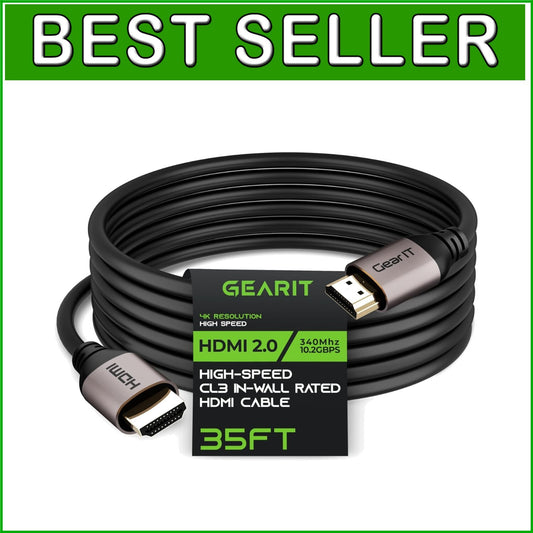 35ft 4K HDMI Cable - CL3 In-Wall Rated, 3D, HDR & High-Speed for All Devices