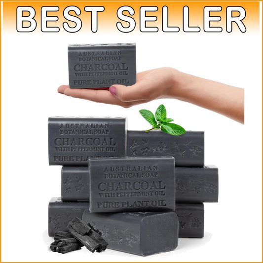 All-Natural African Black Soap with Charcoal & Peppermint - 6.6 oz Bar, 8-Pack