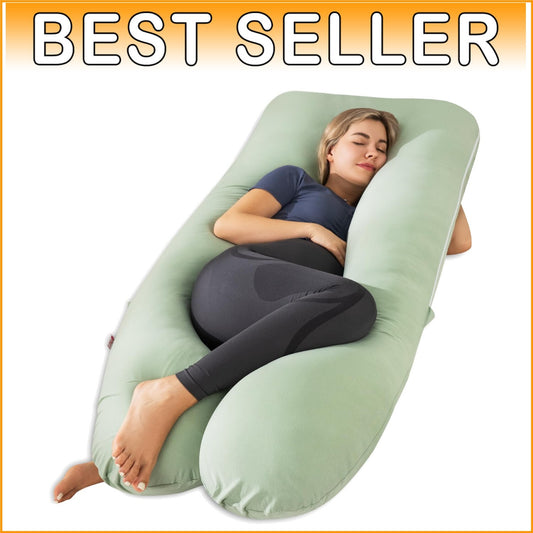 55-Inch U-Shaped Pregnancy Pillow with Soft Cooling Cover for Maternity Needs
