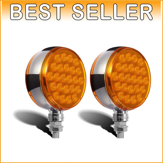 2pcs Amber Dual-Face LED Turn Signal & Marker Lights for Heavy-Duty Trailers