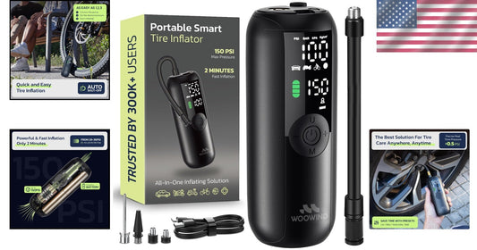 150 PSI Portable Air Compressor & Tire Inflator with Digital Gauge - Lightweight