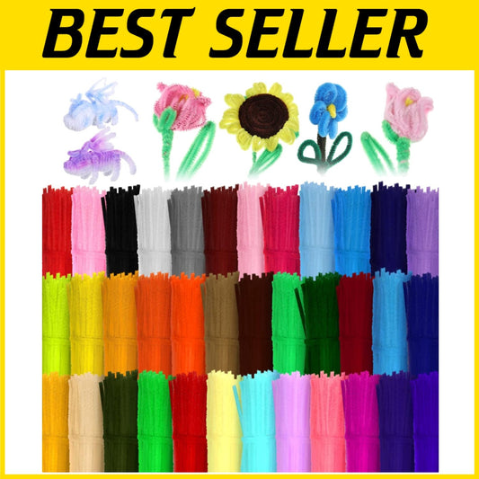 Vibrant 1800 Pcs Chenille Pipe Cleaners - DIY Craft Supplies for Kids & Adults
