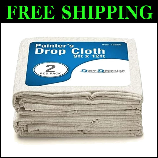 Eco-Friendly Canvas Tarps 9x12 - Pack of 2 for Painting & Furniture Protection
