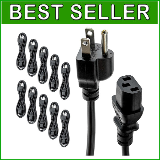 Versatile 6FT C13 to NEMA 5-15P Power Cord for Monitors & Printers - Multi-Pack