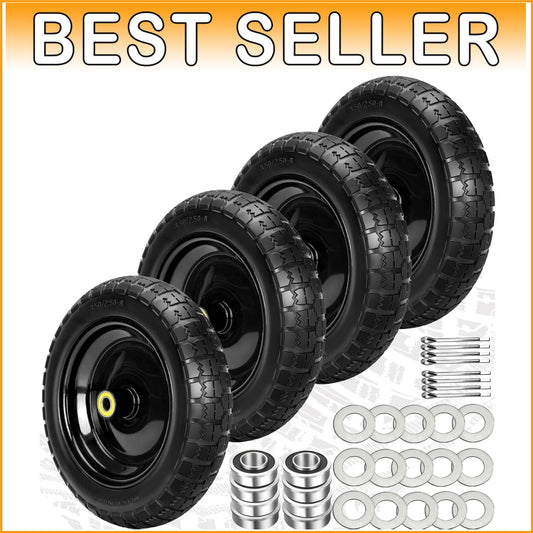 Flat-Free 13-Inch Solid Tires with Enhanced Shock Absorption for Garden Carts