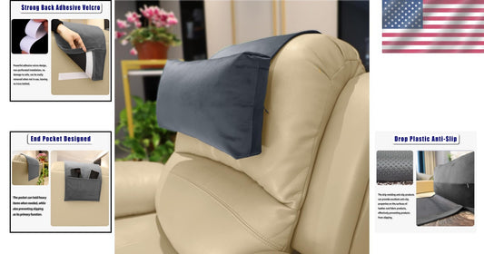 Adjustable Velvet Headrest Pillow - Non-Slip Neck Support for Recliners in Gray