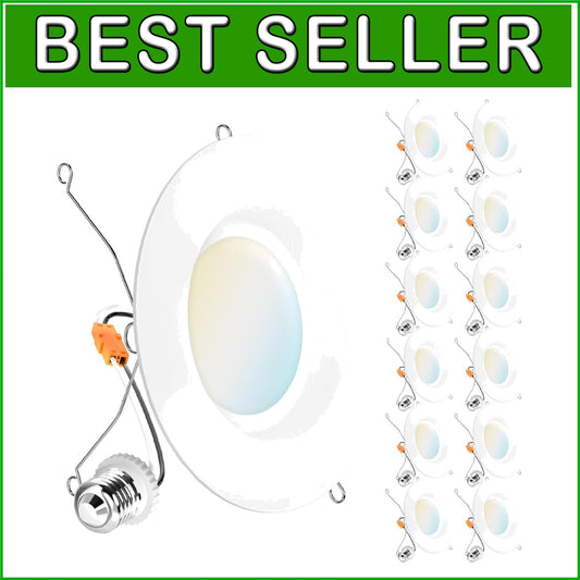 Energy-Efficient 12 Pack LED Can Lights - Selectable White & Smooth Trim Finish