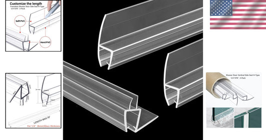 78" Waterproof Shower Door Seal Strips - Easy Snap Installation H-Type Set