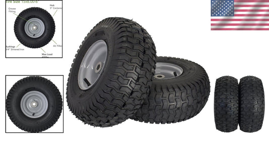 2-Pack 15x6.00-6 Replacement Tire Assembly for Husqvarna Mowers - Durable 4-Ply