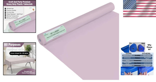 Elegant Light Pink 40'' x 300ft Disposable Tablecloth Roll for All-Season Events