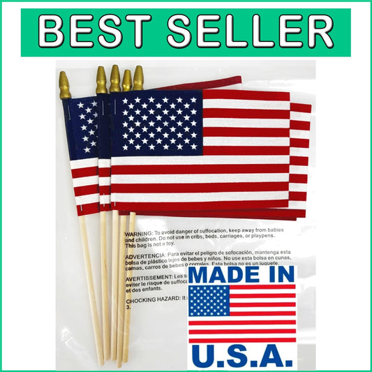 Durable Cotton American Flags on 30-Inch Dowels - Perfect for Memorials & Events