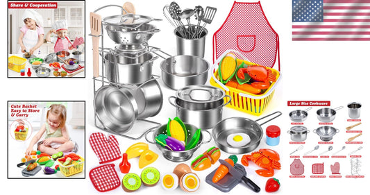 Interactive 32-Piece Kitchen Toys Set for Kids - Apron, Accessories & Play Food