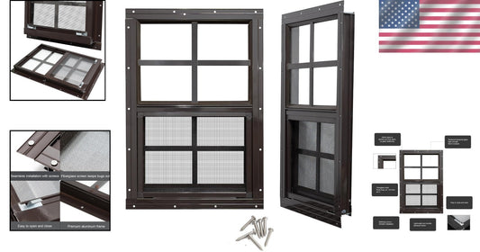 Aluminum Framed 2 Pack Shed Windows 12x18 - Perfect for Playhouses & Garages