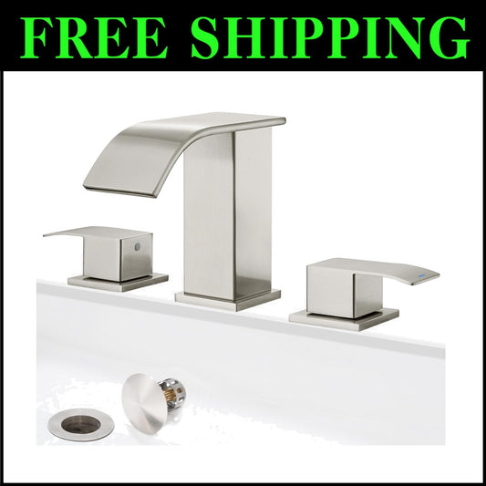 Sophisticated Brushed Nickel 8 Inch Waterfall Faucet with Easy Installation Kit