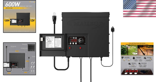 Easy Install 600W Low Voltage Transformer with Photocell Sensor for Gardens