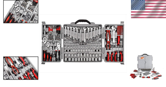 Durable 205-Piece Wrench Tool Set with High-Polish Finish and Portable Case