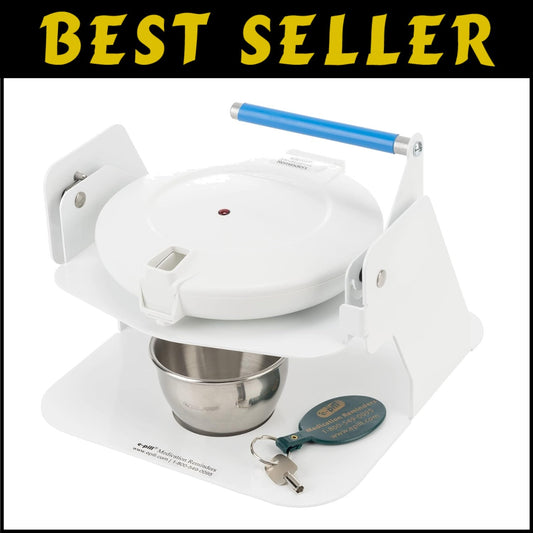 MedTime Station: White Locked Pill Dispenser with 28 Compartments & Tipper Base