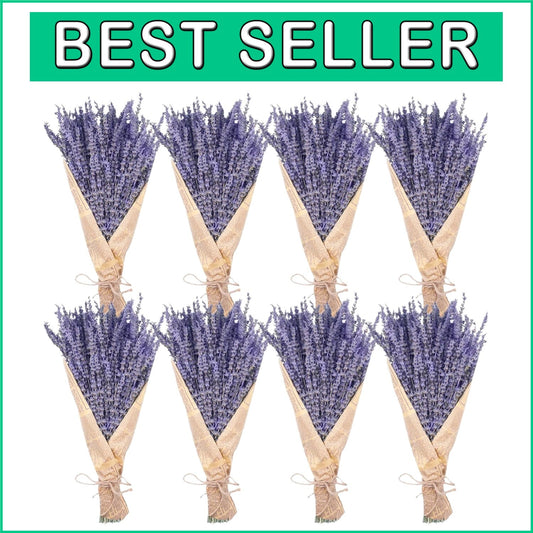 8 Bundles of 16" Dried Lavender Flowers - Perfect for Cozy Home Arrangements