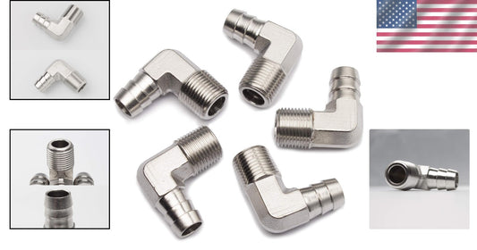 25pcs Stainless Steel Barb Elbow Connectors 1/2" x 3/8" - ISO 9001 Certified