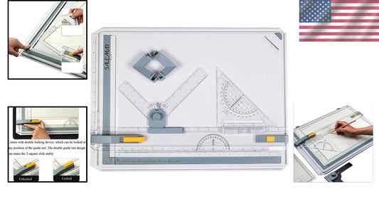 A3 Drafting Table with Inch Scale Ruler & Protractor - Lightweight Drawing Board