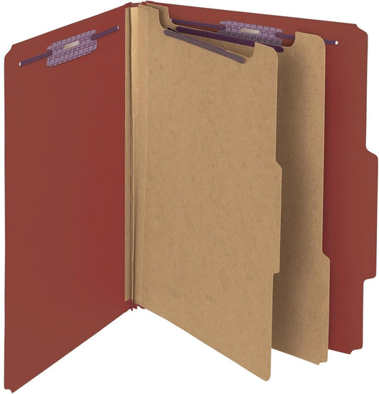 Efficient Red Classification File Folders with SafeSHIELD Fasteners - 10 Count
