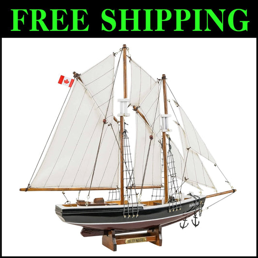 Timeless Black & Red Bluenose Wooden Schooner Model - Perfect Nautical Gift