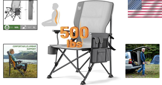 Lightweight Adjustable High Back Chair with Lumbar Support & Side Storage Pocket