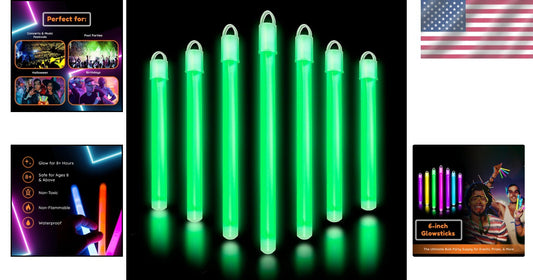 Glow in The Dark Sticks 100 ct - Vibrant 6" Party Pack with Lanyards & Caps