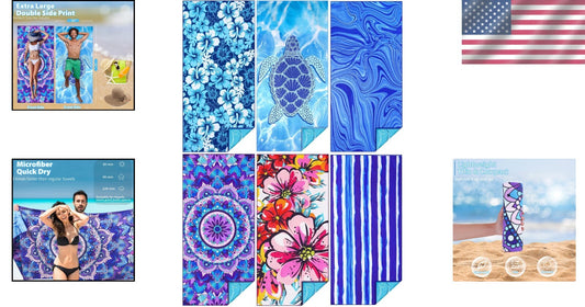 6-Pack Oversized Microfiber Beach Towels - Quick Dry & Sand-Free Essentials
