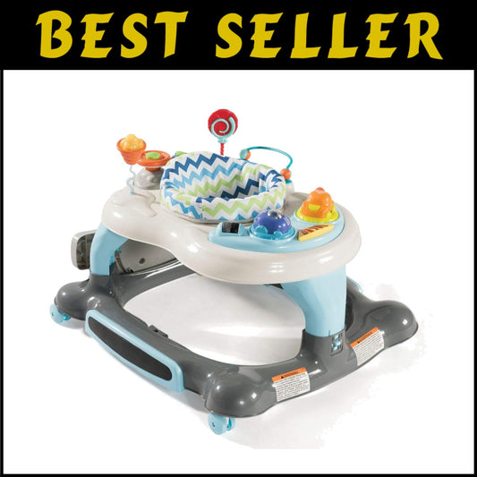 3-in-1 Activity Walker, Rocker & Feeding Tray for Fun Learning - Blue/Gray