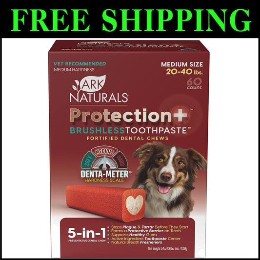 Veterinarian-Formulated Brushless Dog Toothpaste Chews for Medium Breeds 54oz