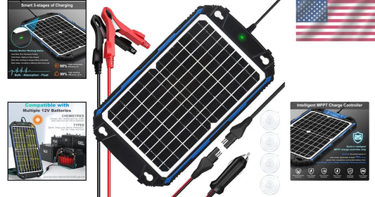 Efficient 12W Solar Battery Charger & Maintainer for Marine and Automotive Use