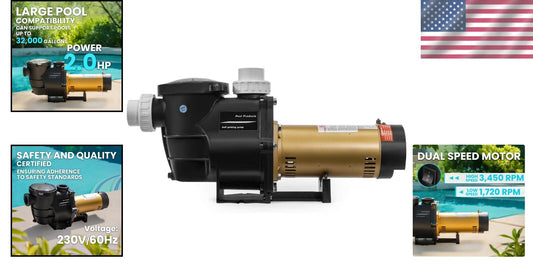 Durable 2HP Self-Priming Pool Pump - Efficient 66ft Lifting Height & 97GPM Flow