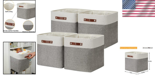 Elegant 13-Inch Foldable Linen Storage Cubes - 4 Pack for Stylish Organization