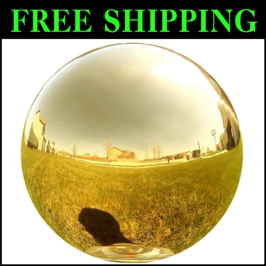 Captivating 10” Shiny Gold Mirror Ball - Reflective Stainless Steel for Gardens