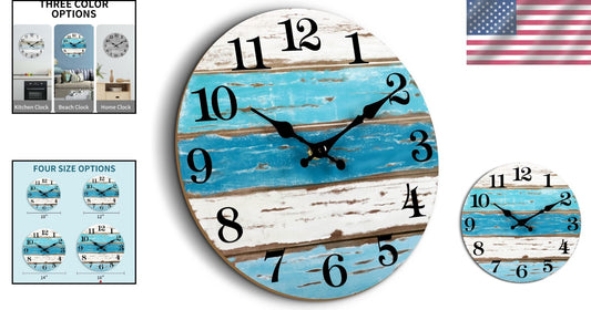 Elegant 16 Inch Analog Wall Clock - Perfect for Indoor/Outdoor Coastal Settings