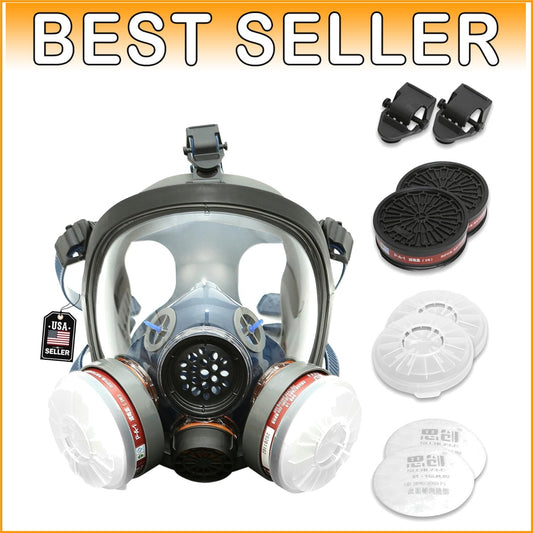 Full Face Organic Vapor Respirator with Anti-Fog Lens - Heavy Duty Protection