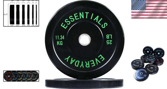 Durable Black 25lbs Olympic Bumper Plates with Steel Inserts - Safe & Reliable