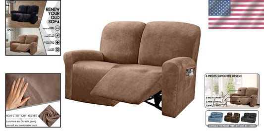 Custom-Fit Velvet Reclining Love Seat Slipcover, Machine Washable for Easy Care