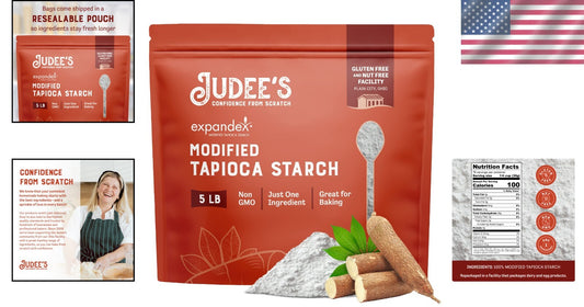 Judee's 5 lb Expandex Tapioca Starch - Dairy-Free, Ideal for Tortillas & Breads