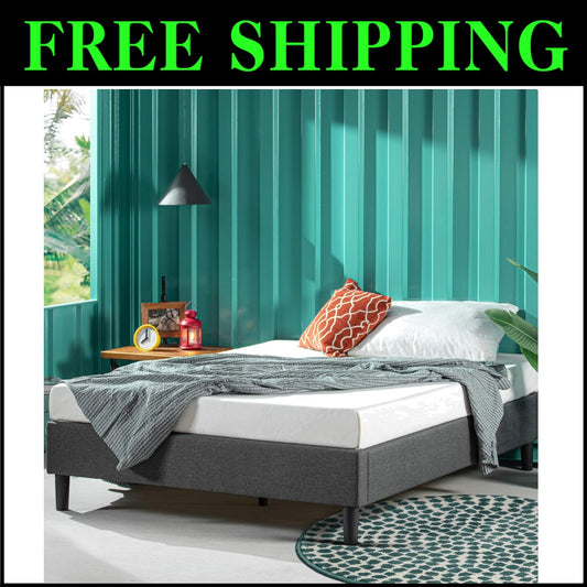 Curtis Upholstered Platform Bed Frame - Full Size, Easy Assembly, No Box Spring