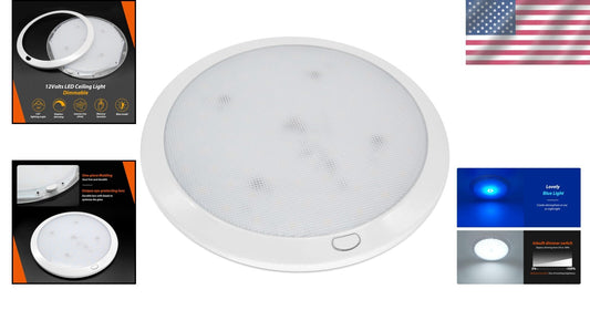 Versatile 12V LED Ceiling Light - Dimmable with Push Button Control, 8.5-Inch